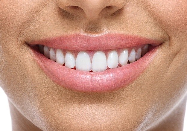 Closeup of beautiful smile after teeth whitening