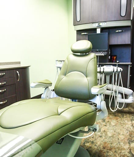 Dental exam room where fluoride treatment is offered
