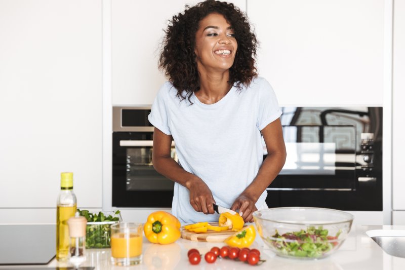 woman eating healthy foods